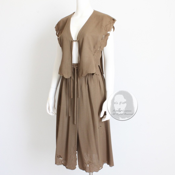 70s Emmanuelle Khanh Paris Skirt Set 2pc Tie Top & Wrap Skirt Made in Italy 38 - Picture 6 of 11